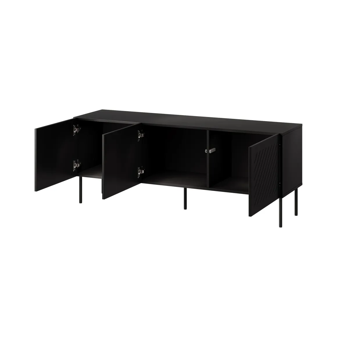 Mobile Porta tv Nero un Ripiano 150.5x42x60h cm, Cassetti - Termoli