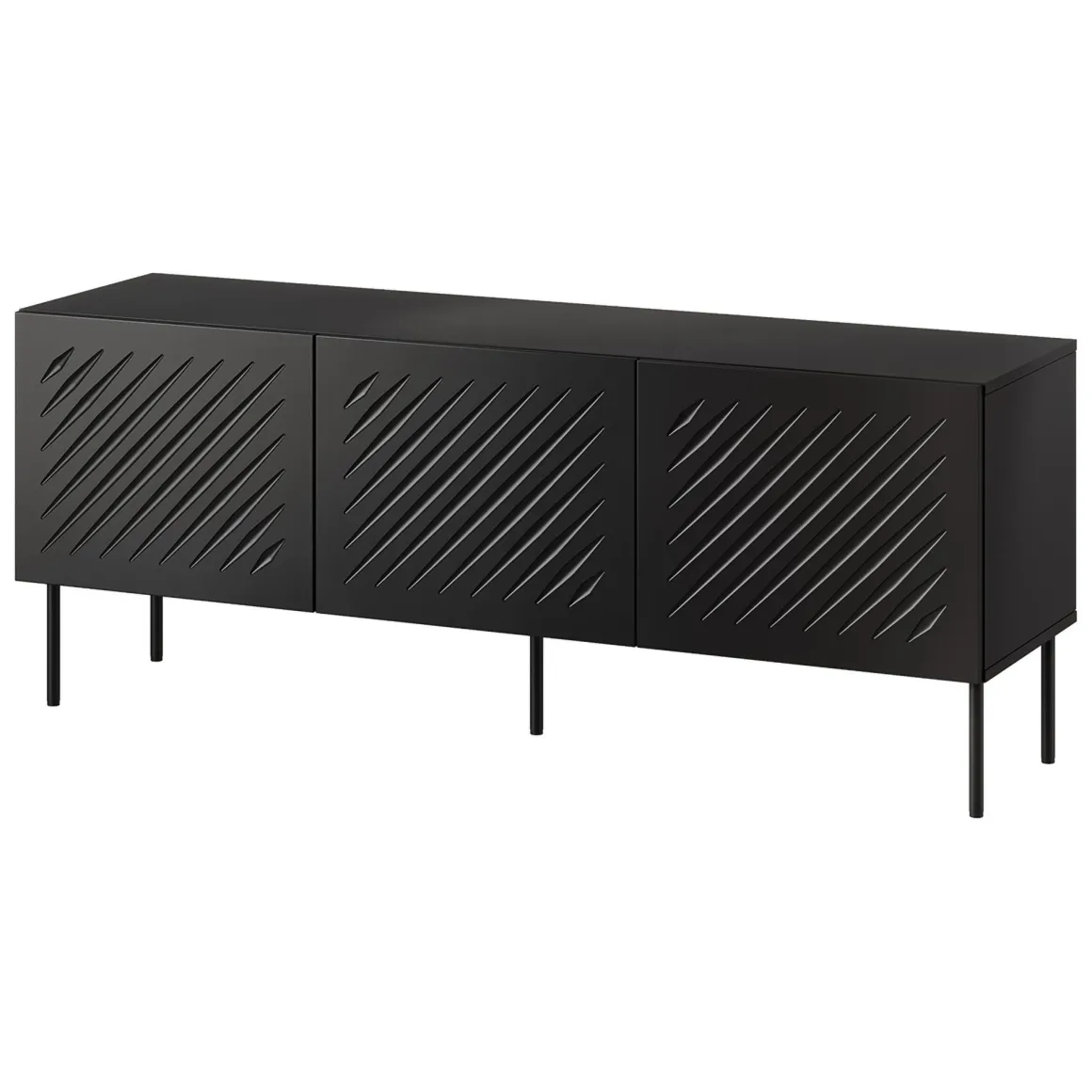 Mobile Porta tv Nero un Ripiano 150.5x42x60h cm, Cassetti - Termoli