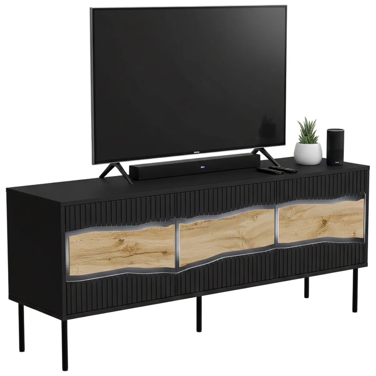 Mobili Porta Tv > Dmora Mobile porta TV Novoli, 144x40 h62 cm, e Rovere Nodi Nero