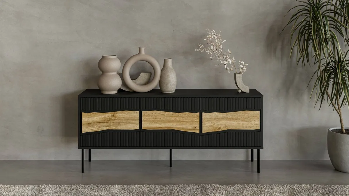 Mobili Porta Tv > Dmora Mobile porta TV Novoli, 144x40 h62 cm, e Rovere Nodi Nero