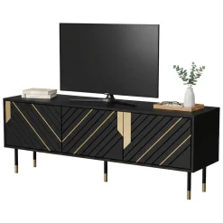 Mobile porta TV Perito, 154x40 h55 cm, Nero e Oro