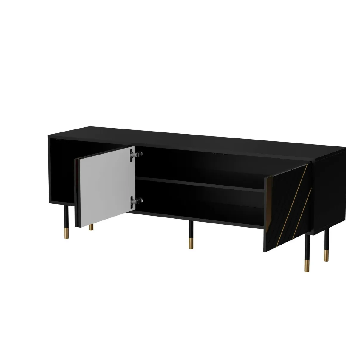 Mobile porta TV Perito, 154x40 h55 cm, Nero e Oro