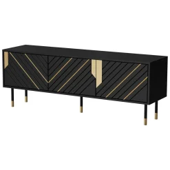 Mobile porta TV Perito, 154x40 h55 cm, Nero e Oro