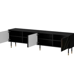 Mobili Porta Tv > Dmora Mobile porta TV Seborga, 204x40 h55 cm, Nero e Oro Oro, Nero