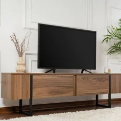 Mobile porta TV Tarquin, 180x30 h50 cm, Noce e Nero