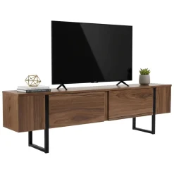 Mobile porta TV Tarquin, 180x30 h50 cm, Noce e Nero