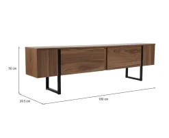 Mobile porta TV Tarquin, 180x30 h50 cm, Noce e Nero