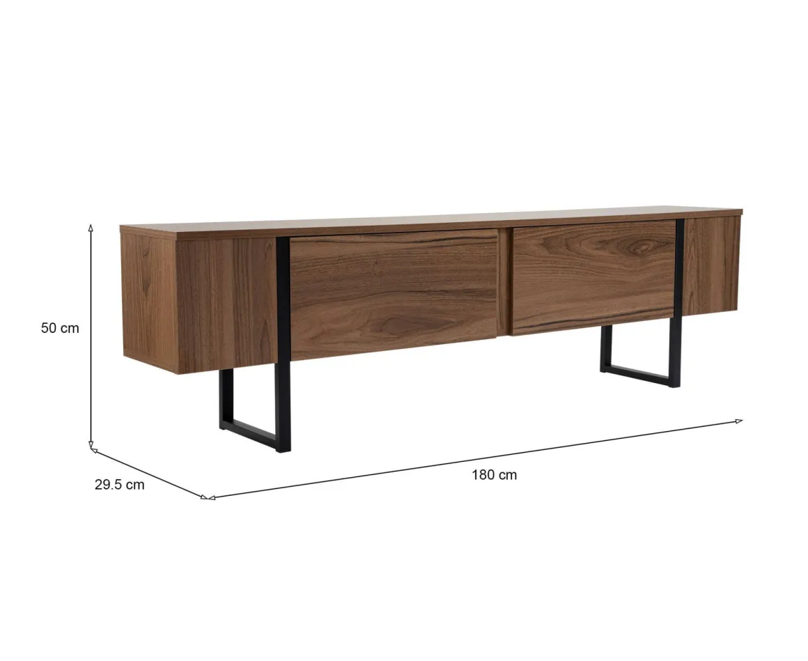 Mobile porta TV Tarquin, 180x30 h50 cm, Noce e Nero