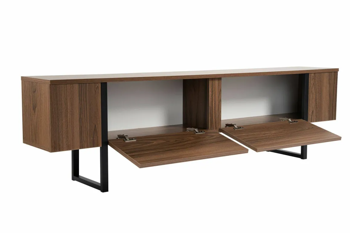Mobile porta TV Tarquin, 180x30 h50 cm, Noce e Nero