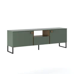 Mobili Porta Tv > Dmora Mobile Porta tv Verde Marrone Rovere un Cassetto 2 Ante 179x40x60h cm, 3 Vani - Muravera Marrone, Verde Rovere