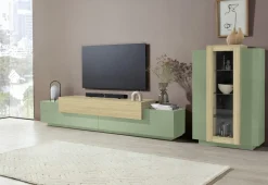 Mobili Porta Tv > Dmora Mobile Porta tv 3 Ripiani 4 Vani 200x45x51.5h cm, 3 Ante - Cassino Verde