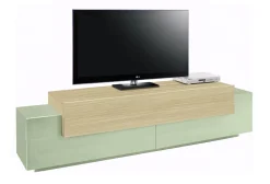 Mobili Porta Tv > Dmora Mobile Porta tv 3 Ripiani 4 Vani 200x45x51.5h cm, 3 Ante - Cassino Verde