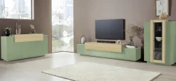 Mobile Porta tv Verde 3 Ripiani 4 Vani 240x45x51.5h cm, 3 Ante - Curino