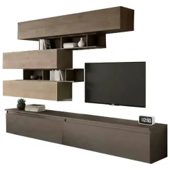 Pareti Attrezzate > Dmora Mobile salotto 3 ante 276cm bronzo e noce - Hilaire Marrone Noce, Marrone Bronzo