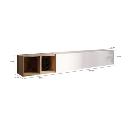 Pareti Attrezzate > Dmora Mobile salotto in legno e metallo 194cm bianco lucido e rovere - Koguma Marrone Rovere, Bianco Lucido