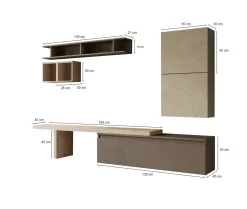 Mobile salotto in legno e metallo 260cm noce e grigio - Torreya