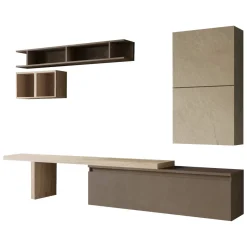 Mobile salotto in legno e metallo 260cm noce e grigio - Torreya