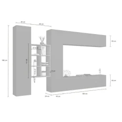 Mobile salotto moderno 280cm antracite e acero - Agna