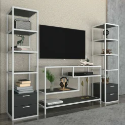 Mobile salotto moderno 198cm bianco e antracite - Felion