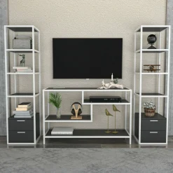 Mobile salotto moderno 198cm bianco e antracite - Felion