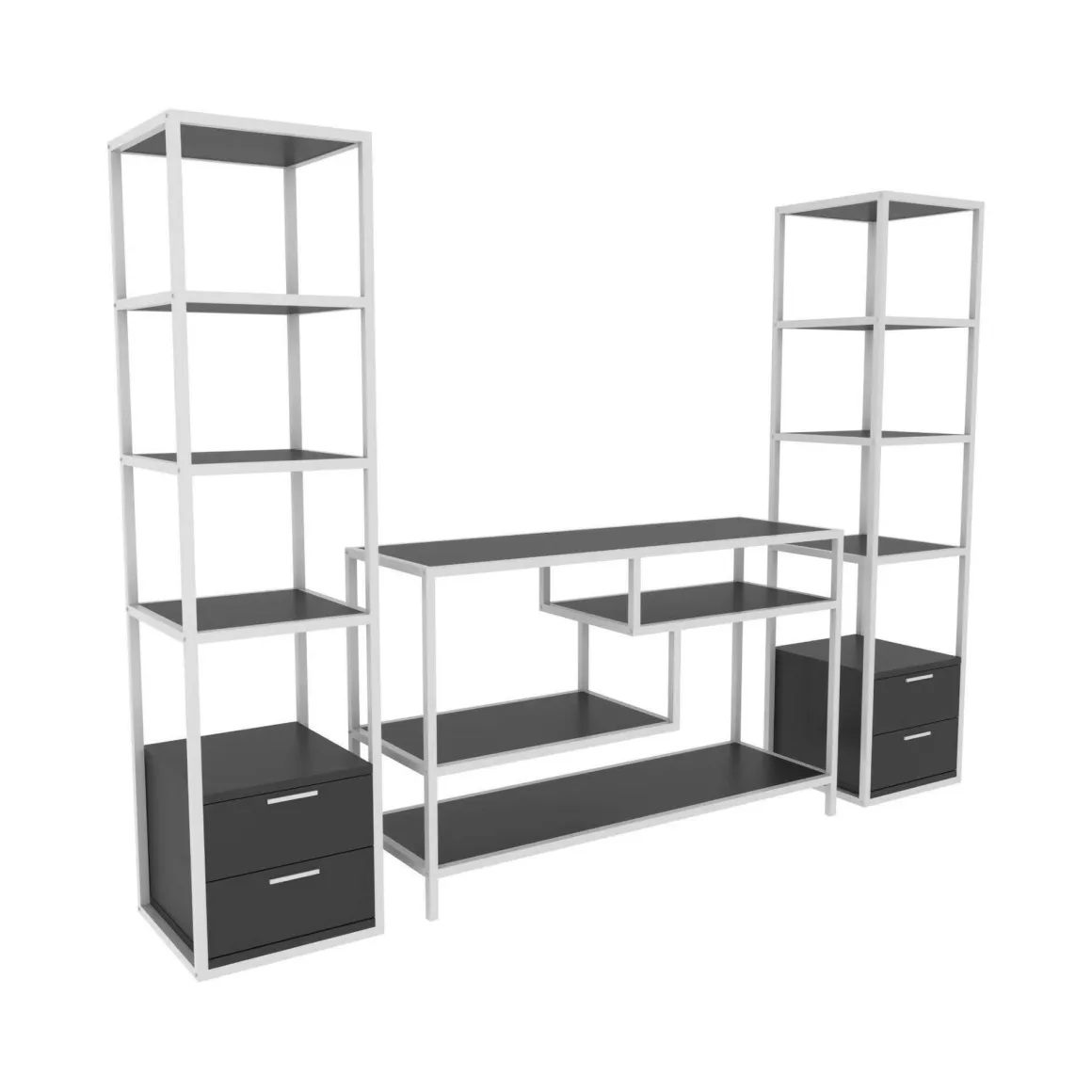 Mobile salotto moderno 198cm bianco e antracite - Felion