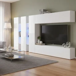 Salotto|Pareti Attrezzate > Dmora Mobile salotto moderno 340cm - Carretto Bianco Lucido