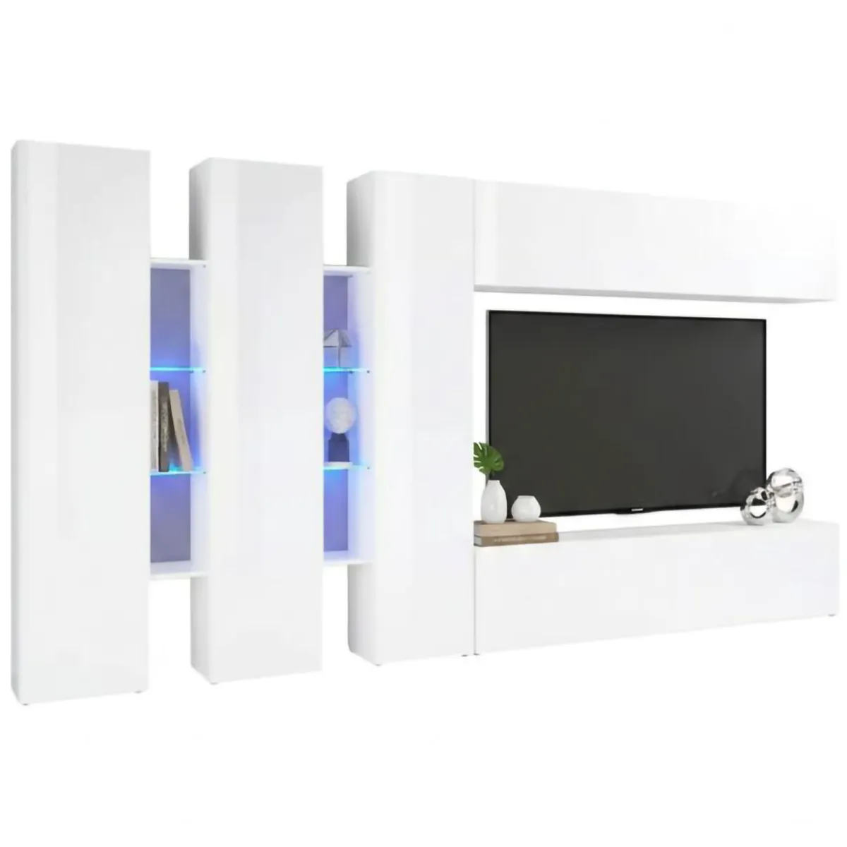 Salotto|Pareti Attrezzate > Dmora Mobile salotto moderno 340cm - Carretto Bianco Lucido