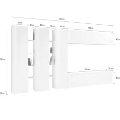 Salotto|Pareti Attrezzate > Dmora Mobile salotto moderno 340cm - Carretto Bianco Lucido