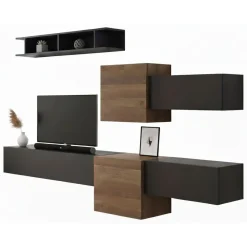 Mobile salotto moderno 262cm noce e antracite - Tony
