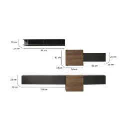 Mobile salotto moderno 262cm noce e antracite - Tony