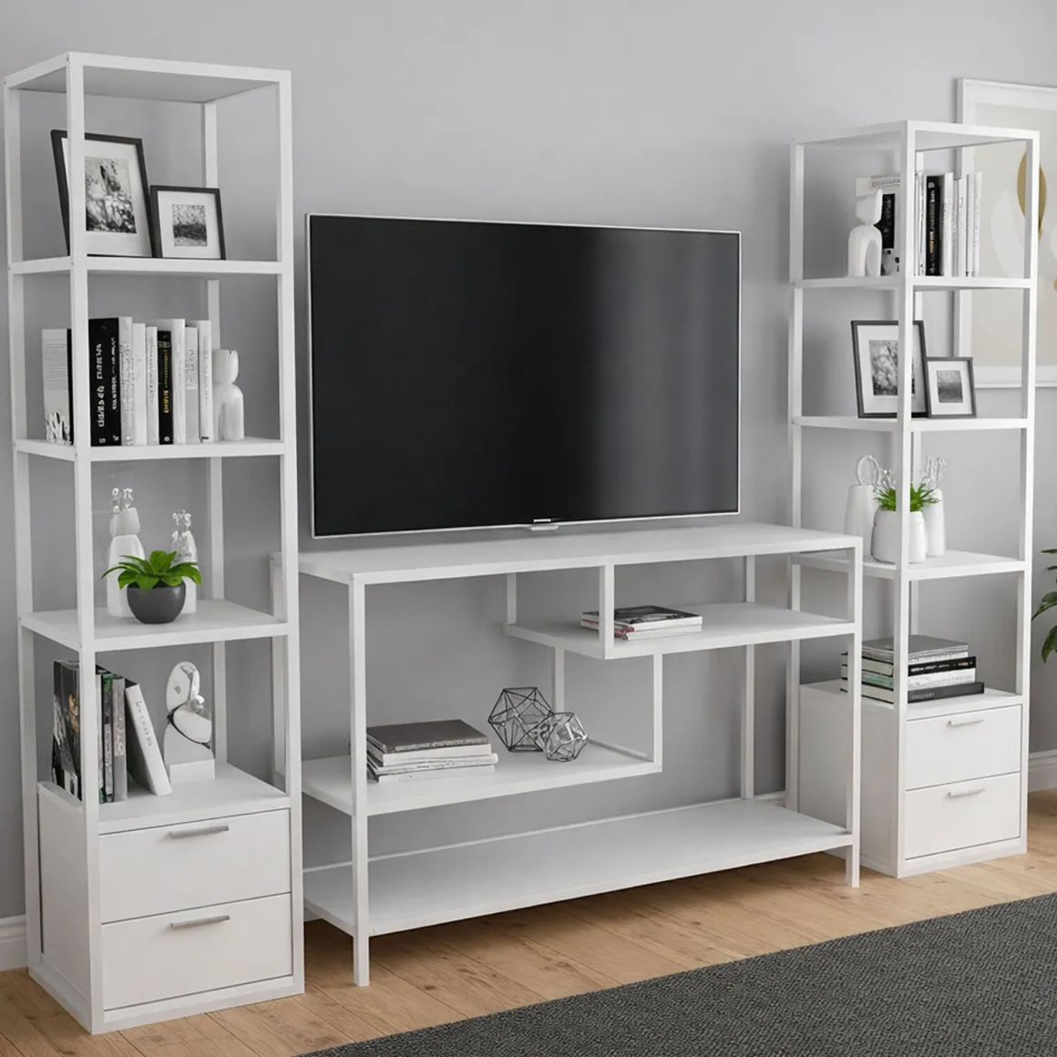 Mobile salotto modulabile 198cm bianco - Felion