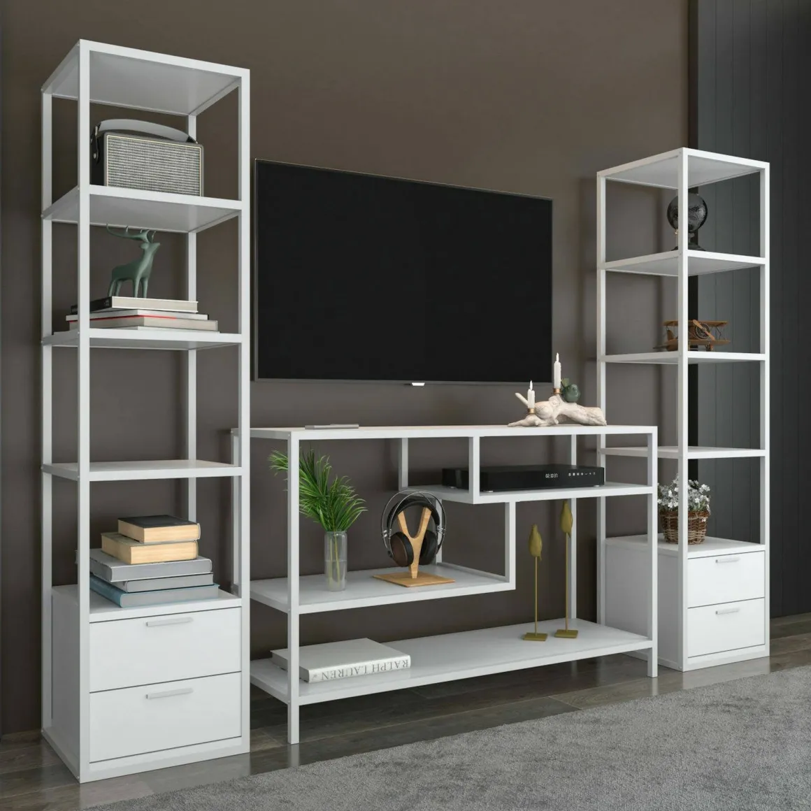 Mobile salotto modulabile 198cm bianco - Felion
