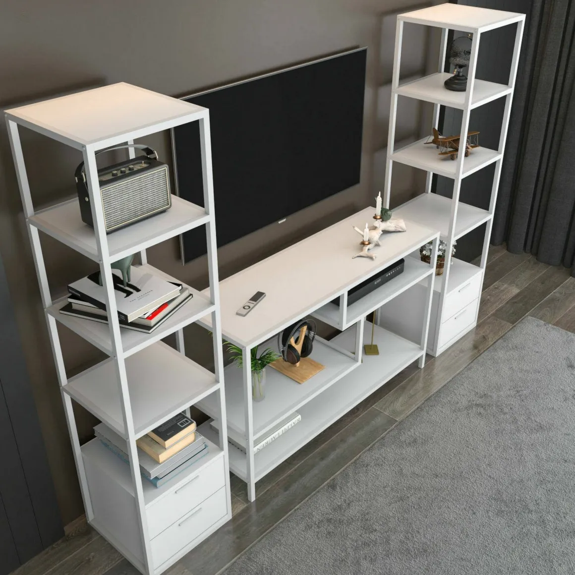 Mobile salotto modulabile 198cm bianco - Felion