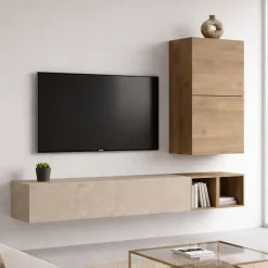 Salotto|Pareti Attrezzate > Dmora Mobile salotto multifunzione 198cm oro e bianco - Felion Bianco, Oro Oro