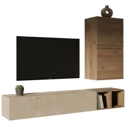 Salotto|Pareti Attrezzate > Dmora Mobile salotto multifunzione 198cm oro e bianco - Felion Bianco, Oro Oro