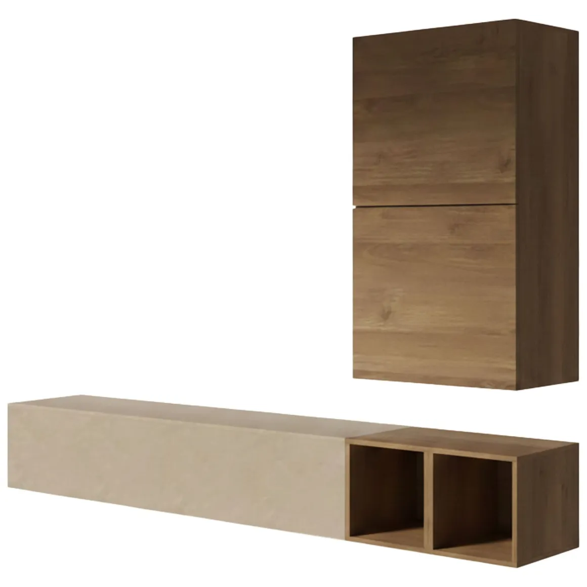 Mobile salotto multifunzione 194cm noce e grigio - Humberto