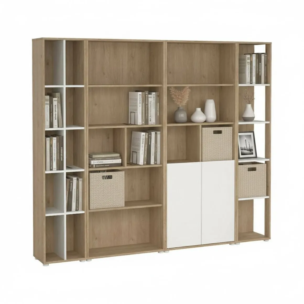 Mobile salotto multifunzione 240cm rovere e bianco - Litvjak