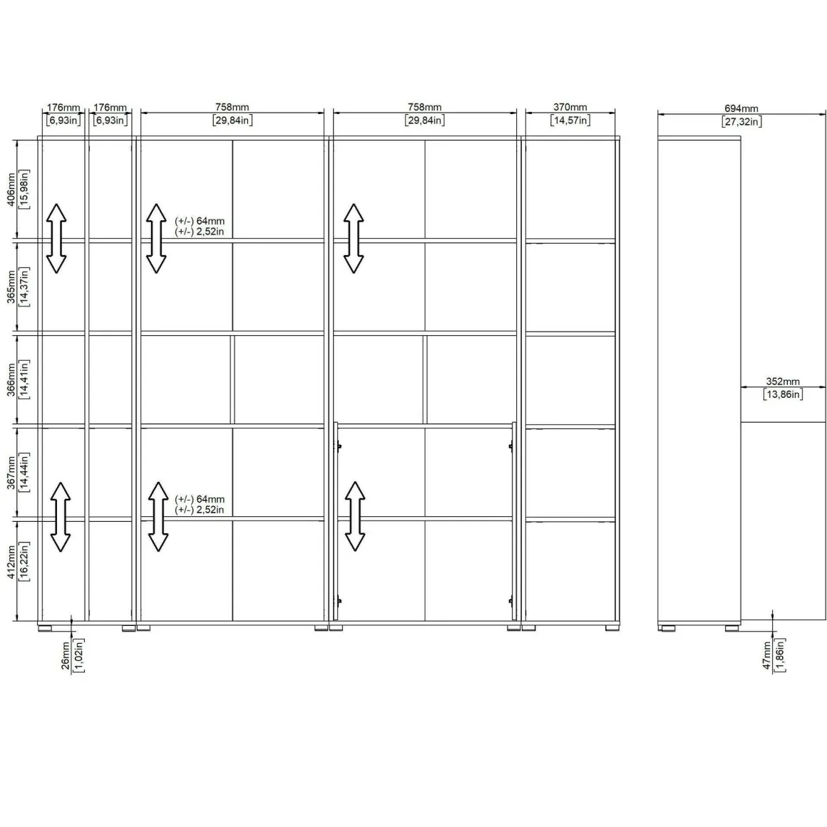 Mobile salotto multifunzione 240cm rovere e bianco - Litvjak