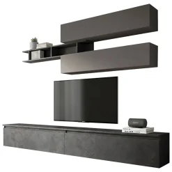 Pareti Attrezzate > Dmora Mobile salotto 6 ripiani 276cm ardesia e grigio scuro - Gilma Grigio Scuro, Grigio Ardesia
