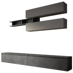 Pareti Attrezzate > Dmora Mobile salotto 6 ripiani 276cm ardesia e grigio scuro - Gilma Grigio Scuro, Grigio Ardesia