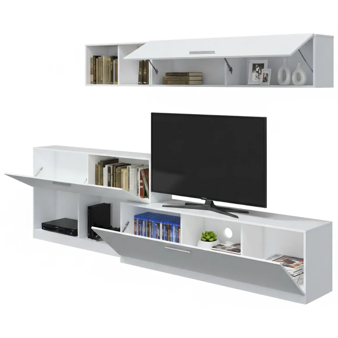 Mobile salotto 6 ripiani 260cm bianco - Vobarno