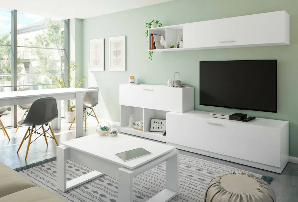Mobile salotto 6 ripiani 260cm bianco - Vobarno