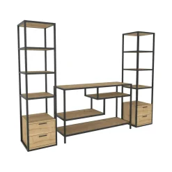 Mobile salotto 12 ripiani 198cm nero e quercia - Felion