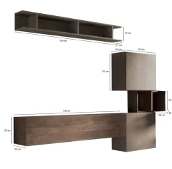 Mobile salotto 3 ripiani 215cm noce e grigio - Goni
