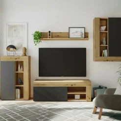 Mobile salotto ripiani regolabili 260cm legno e antracite - Atex