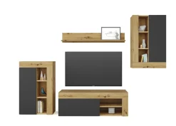 Mobile salotto ripiani regolabili 260cm legno e antracite - Atex