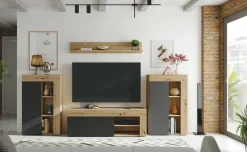 Mobile salotto ripiani regolabili 260cm legno e antracite - Atex
