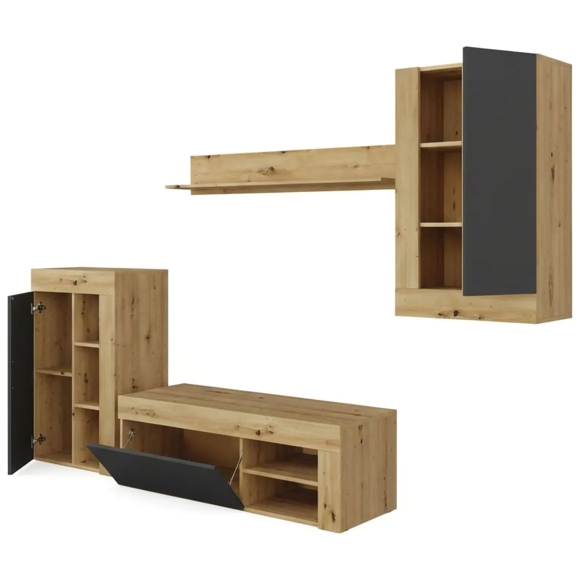 Mobile salotto ripiani regolabili 260cm legno e antracite - Atex