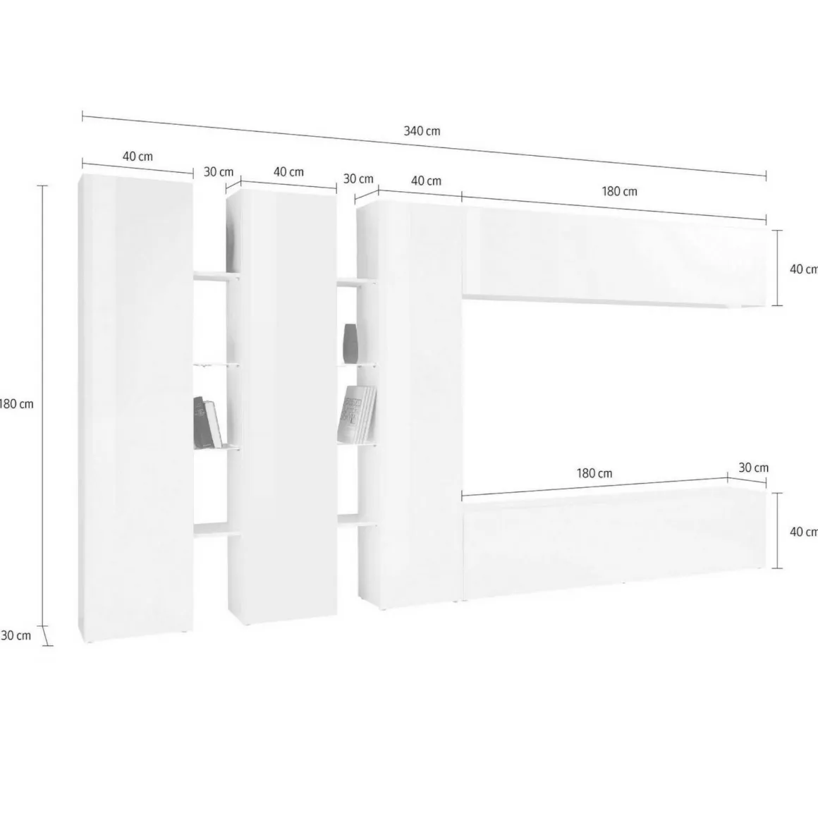 Mobile salotto smart 340cm antracite - Carretto
