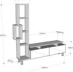 Salotto|Pareti Attrezzate > Dmora Mobile soggiorno classico 320cm antracite e acero - Acuto Marrone Acero, Nero Antracite